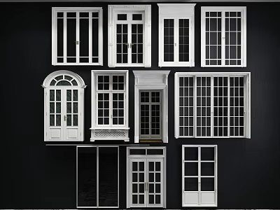 Various Styles Of White Frame Glass Sliding Doors For Home Interior Design 3d model