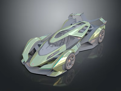 Futuristic Green Sports Car With Sleek Aerodynamic Design And Concept Features 3d model