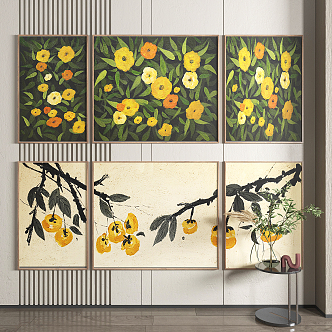 New Chinese Plant Painting Decorative Painting 3d model