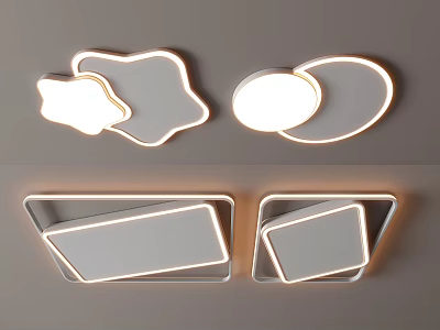 Modern Stylish Ceiling Lights With Cloud Round Square Shapes And Illuminated Design 3d model