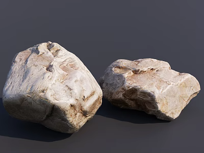 Natural Stone and Wood Elements Showcasing Raw Textures and Organic Shapes 3d model