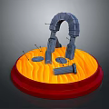 Scenic Lava Landscape With Circular Red Base Orange Surface And Gray Arch Structure 3d model