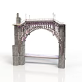 Detailed Arched Bridge Model With Stone Abutments And Intricate Metal Framework