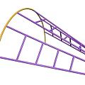 Curved Playground Equipment Slide Structure With Purple And Yellow Metal Frame And Ladder Steps