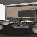 Modern Living Room Interior With Large Windows Sunlight White Sofas And Round Coffee Table