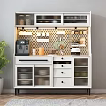 Modern White Sideboard with Open Shelves Glass Front Cabinets Drawers and Kitchen Essentials Storage