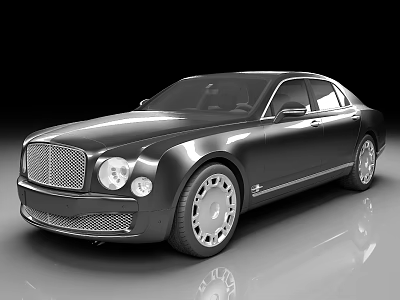 Luxury Black Sedan With Shiny Finish Front Grille And Silver Wheels 3d model