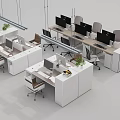 Modern Office Desks Setup With Computers Office Chairs And Green Desk Plants