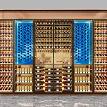 Modern Luxury Wine Cabinet With Metal Frame Glass Doors Wine Racks And LED Lighting