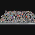 Crowd of Diverse People Figurines in Staircase Tiered Display Setup with Various Poses and Outfits