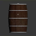 Classic Wooden Barrel With Metal Hoops And Cylindrical Oak Wood Design