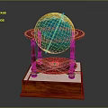 Decorative Globe Ornament Decoration Set With Wooden Stand And Elegant Base For Home Decor