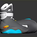 Gray High Top Shoes With Blue Orange Accents And Modern Reflective Design