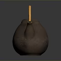 Brown Ceramic Household Teapot With Yellow Woven Handle And Matte Surface