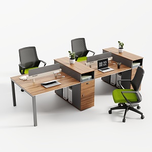 Modern Office Desk and Chair Screen Card Seat Office Desk and Chair Combination 3d model