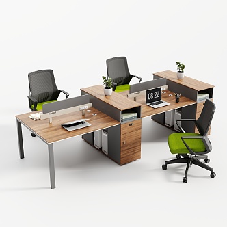 Modern Office Desk and Chair Screen Card Seat Office Desk and Chair Combination 3d model