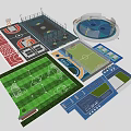 Outdoor Football Field In Sports Complex With Basketball Courts Multi Sports Facilities And Trees