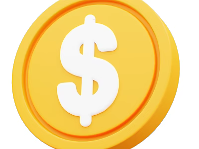 Stylish Decorative Ornament Set with Yellow Coin and White Dollar Sign 3d model