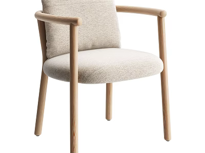 Comfortable Modern Accent Chair With Wooden Armrests And Soft Upholstered Seat 3d model