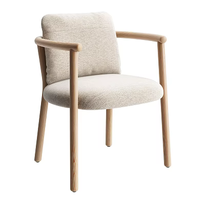Comfortable Modern Accent Chair With Wooden Armrests And Soft Upholstered Seat 3d model