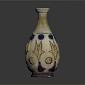 Intricately Carved Ceramic Vase With Beige Body Blue Circular Decorations And Detailed Patterns
