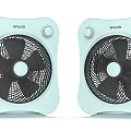 Two HAIO Light Blue Air Cooler Fans With Control Knobs And Modern Design