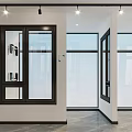 Modern Window And Door Showroom Featuring Energy Efficient Glass Samples On 3d model