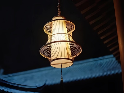 New Chinese Chandelier Lantern Eaves Lamp Palace Lamp Bamboo Art Lamp Sky Lamp Candle Lamp Bamboo Chandelier 3d model