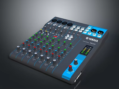 Yamaha Professional Audio Mixer With Control Knobs Faders And LED Indicators 3d model
