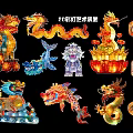 Traditional Chinese Festive Hanging Ornaments With Dragon Lion Fish And Lotus Designs