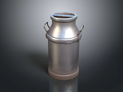 Sturdy Metal Household Milk Can With Two Side Handles And Wooden Base 3d model