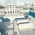Industrial Factory Plant With Storage Tanks Piping Systems Structural Frameworks And Equipment Platforms