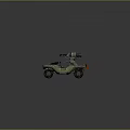 Three Military Off Road Vehicles With Tactical Equipment And Green Camouflage