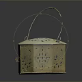 Traditional Octagonal Storage Container With Carved Hollow Design And Handle