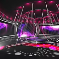 Colorful Stage Design Featuring Purple Pink Lighting Circular Structure And Illuminated Center