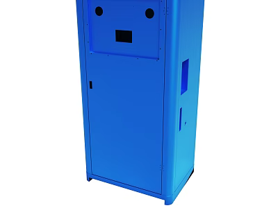 Blue Metal Storage Cabinet With Door Small Window And Functional Design 3d model