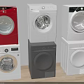 Various Modern Washing Machines In Red White And Gray Colors With Different Designs