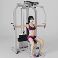 Woman Working Out On Fitness Machine Wearing Sport Bra And Shorts
