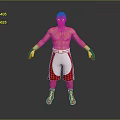 Shirtless Male Boxer Standing in Red White Shorts Red Shoes and Blue Yellow Gloves