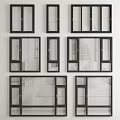 Various Modern Window Frame Designs With Glass Panels And Different Styles 3d model