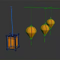 Chinese Style Decorative Hanging Lantern Furniture With Yellow Square And Round Shapes