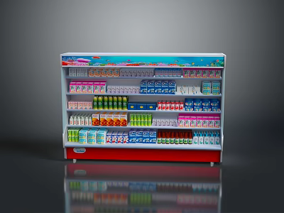 Retail Display Cabinet With Multiple Shelves Holding Various Colorful Products 3d model