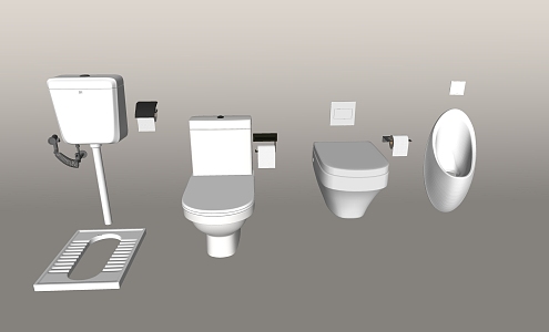 Bathroom combination squatting pan urinal 3d model