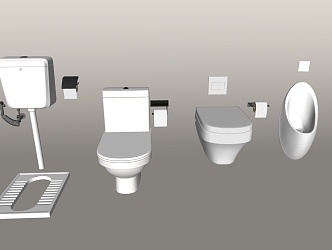 Bathroom combination squatting pan urinal 3d model