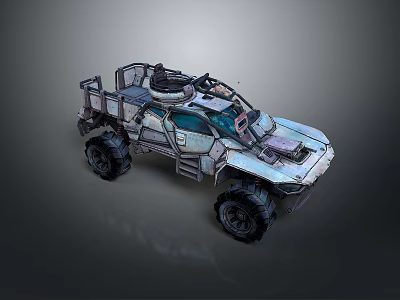 Rugged Off Road Car With Large Tires And Roof Mounted Gear 3d model