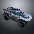 Rugged Off Road Car With Large Tires And Roof Mounted Gear