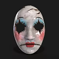 Vintage Costume Mask With Cracked Details Blue Pink Eye Makeup And Red Lips