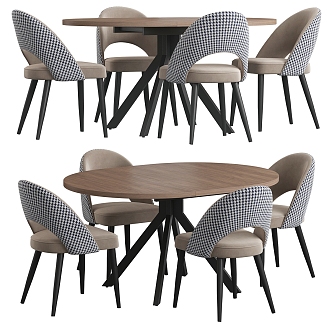 Round Dining Table and Chair Solid Wood Dining Table and Chair Casual Table and Chair 3d model