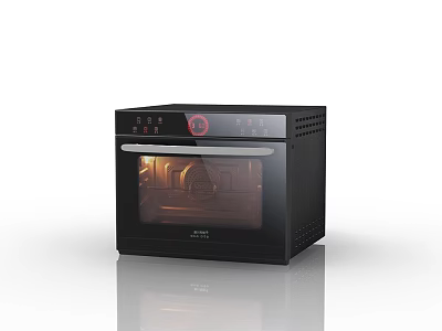 Modern Black Kitchen Oven With Glass Door Digital Control And Interior Light 3d model
