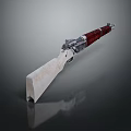 Modern Weapon Design with Red Handle and Silver Metal Blade Features 3d model